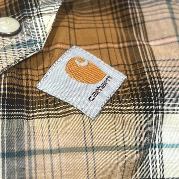 Carhartt Men's Rugged Flex Relaxed Fit Lightweight Long-Sleeve Snap-Front Plaid - Picture 6 of 8